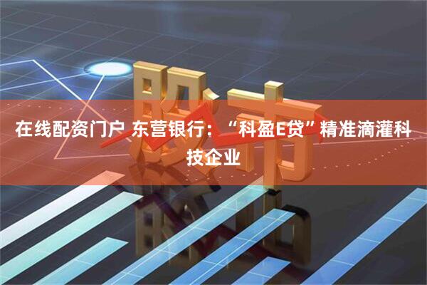 在线配资门户 东营银行：“科盈E贷”精准滴灌科技企业